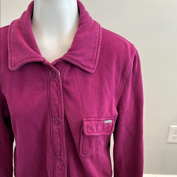 Roxy Large Snap Up Sweater Jacket Magenta Fuschia - Picture 3 of 9